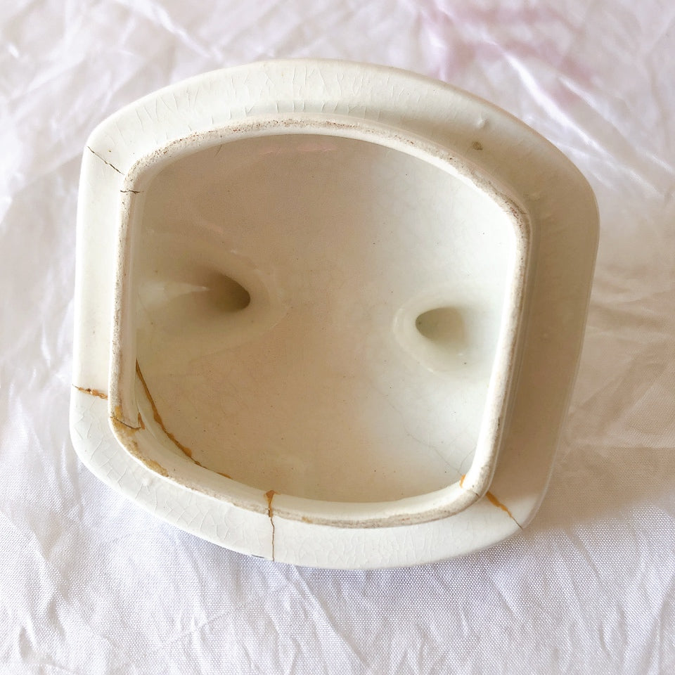 フランスアンティーク サンタマン バスク柄陶器キャニスター 「イエロー・ブルー」 フランスアンティーク食器　ブロカント　蚤の市