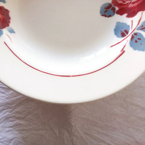 フランスアンティーク　バドンヴィレー　バラ柄スーププレート　深皿　フランスアンティーク食器 ブロカントアンティーク 蚤の市
