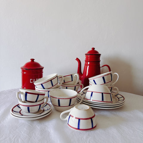 ディゴワンサルグミンヌ バスク柄 コーヒーカップ 200ml『ルージュ・マリン』 フランスアンティーク食器 蚤の市　ブロカント　バスク柄食器