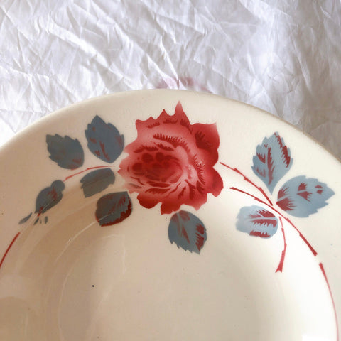 フランスアンティーク　バドンヴィレー　バラ柄スーププレート　深皿　フランスアンティーク食器 ブロカントアンティーク 蚤の市