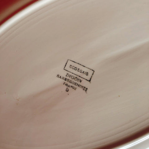 ディゴワンサルグミンヌ 『ECOSSAIS エコセ』 楕円形大皿 オーバルプレート フランスアンティーク・ヴィンテージ食器　ブロカント　蚤の市
