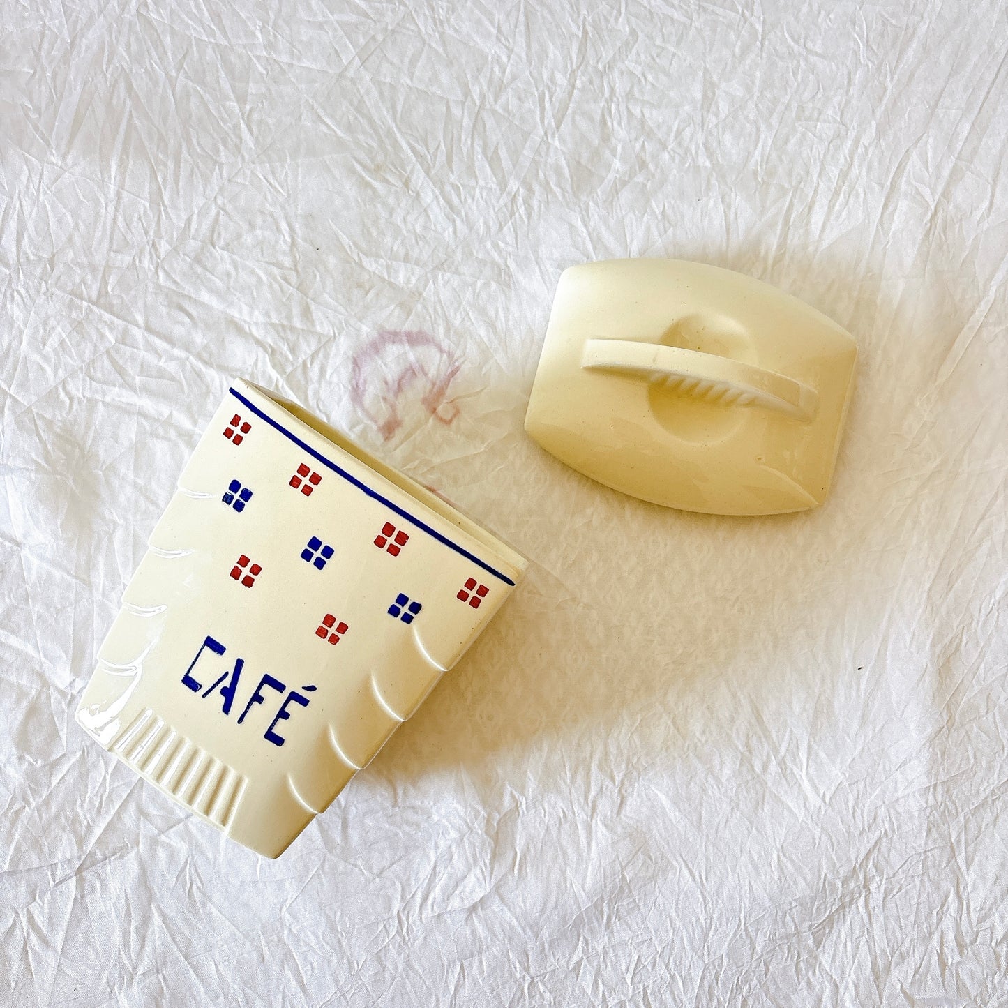 リュネヴィル K&G LUNEVILLE "MADELEINE"シリーズ 陶器製キャニスター   フランスアンティーク食器　蚤の市　ブロカント