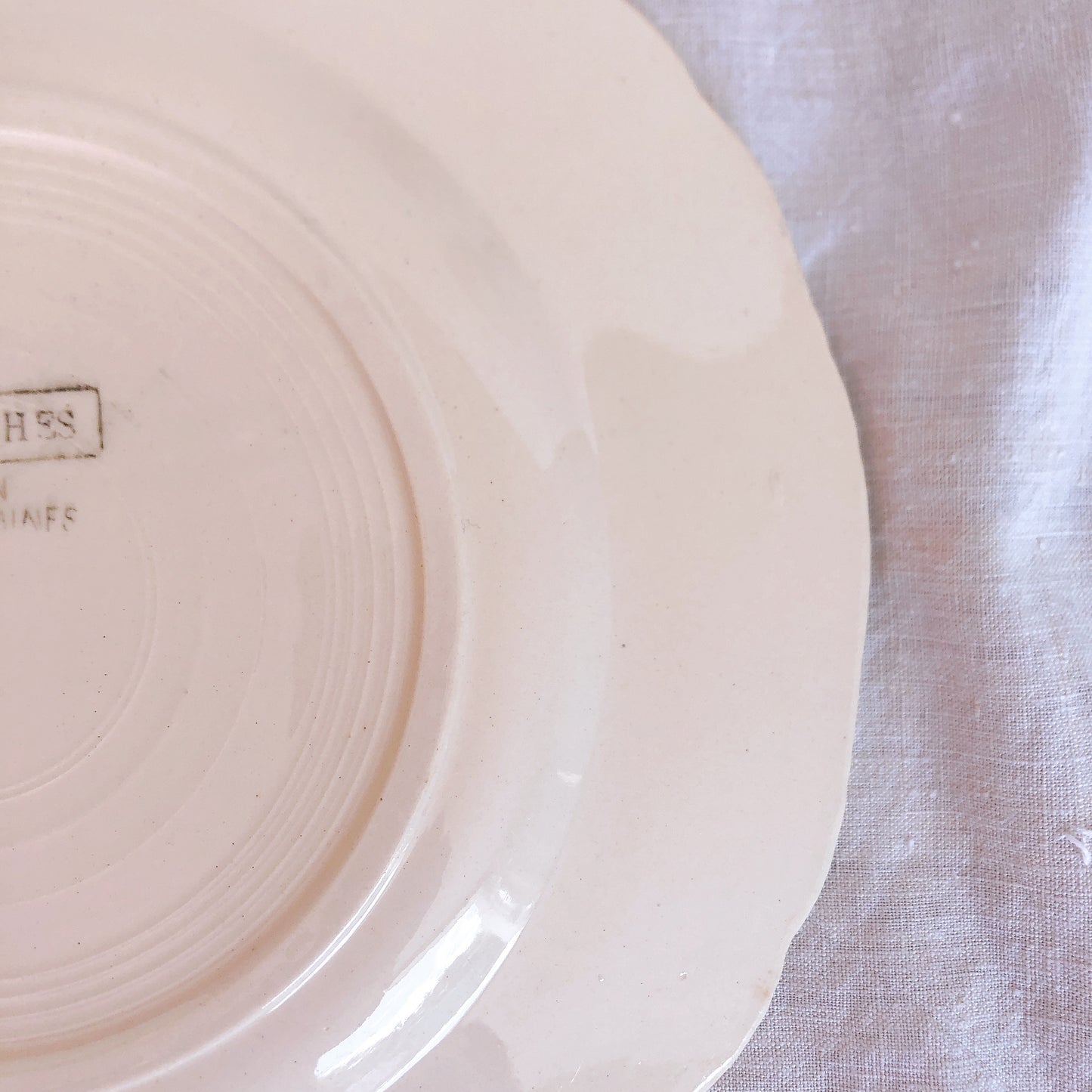 ディゴワンサルグミンヌ 花リム 『ARROMANCHES』 シリーズ　ディナープレート　平皿 E フランスアンティーク食器　蚤の市　ブロカント