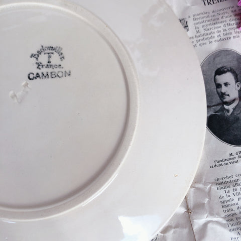 バドンヴィレー Badonviller CAMBON ディナープレート 平皿　C  ブロカント フランスアンティーク食器　ビンテージ食器