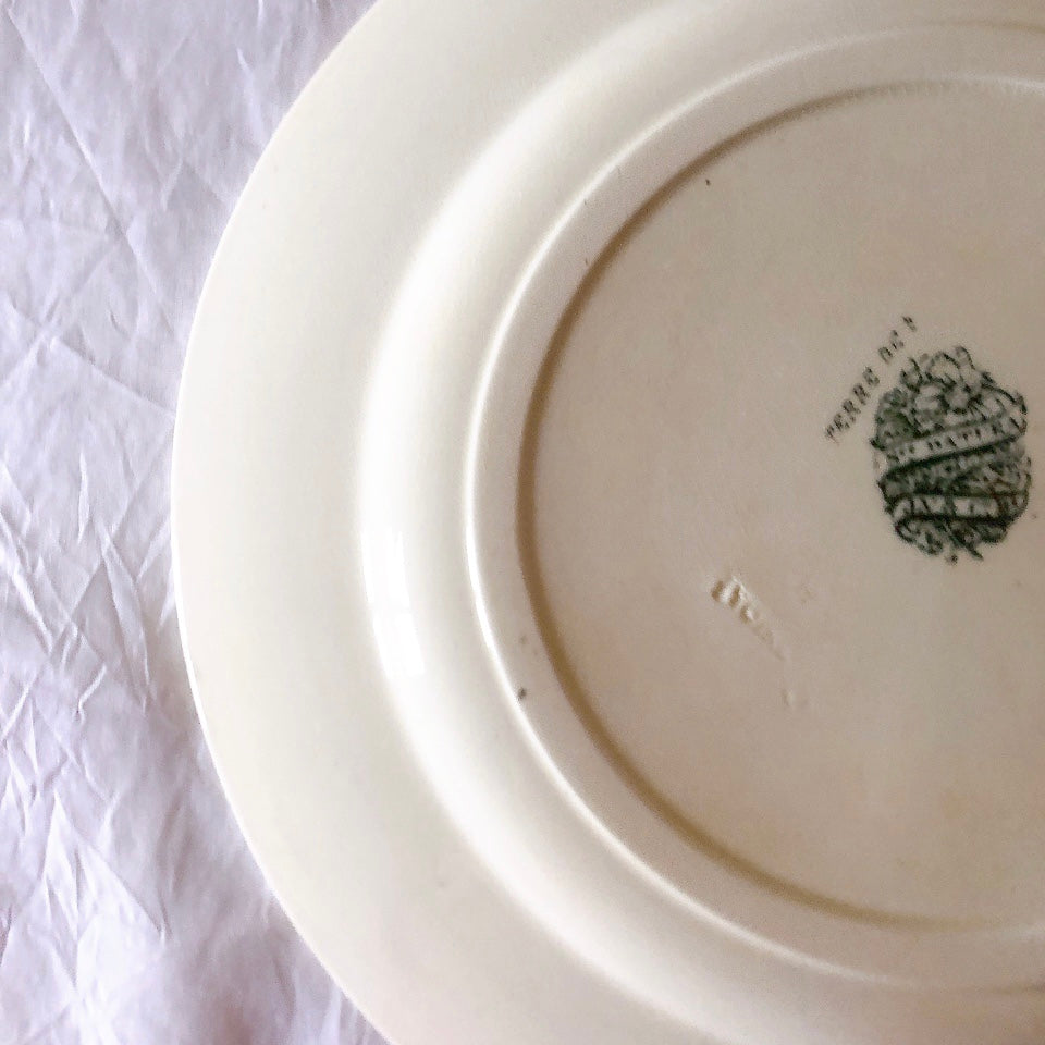 ヴィエイヤーボルドー ディナープレート／平皿 DATURA　ボタニカル模様 フランスアンティーク食器 ブロカントアンティーク　蚤の市