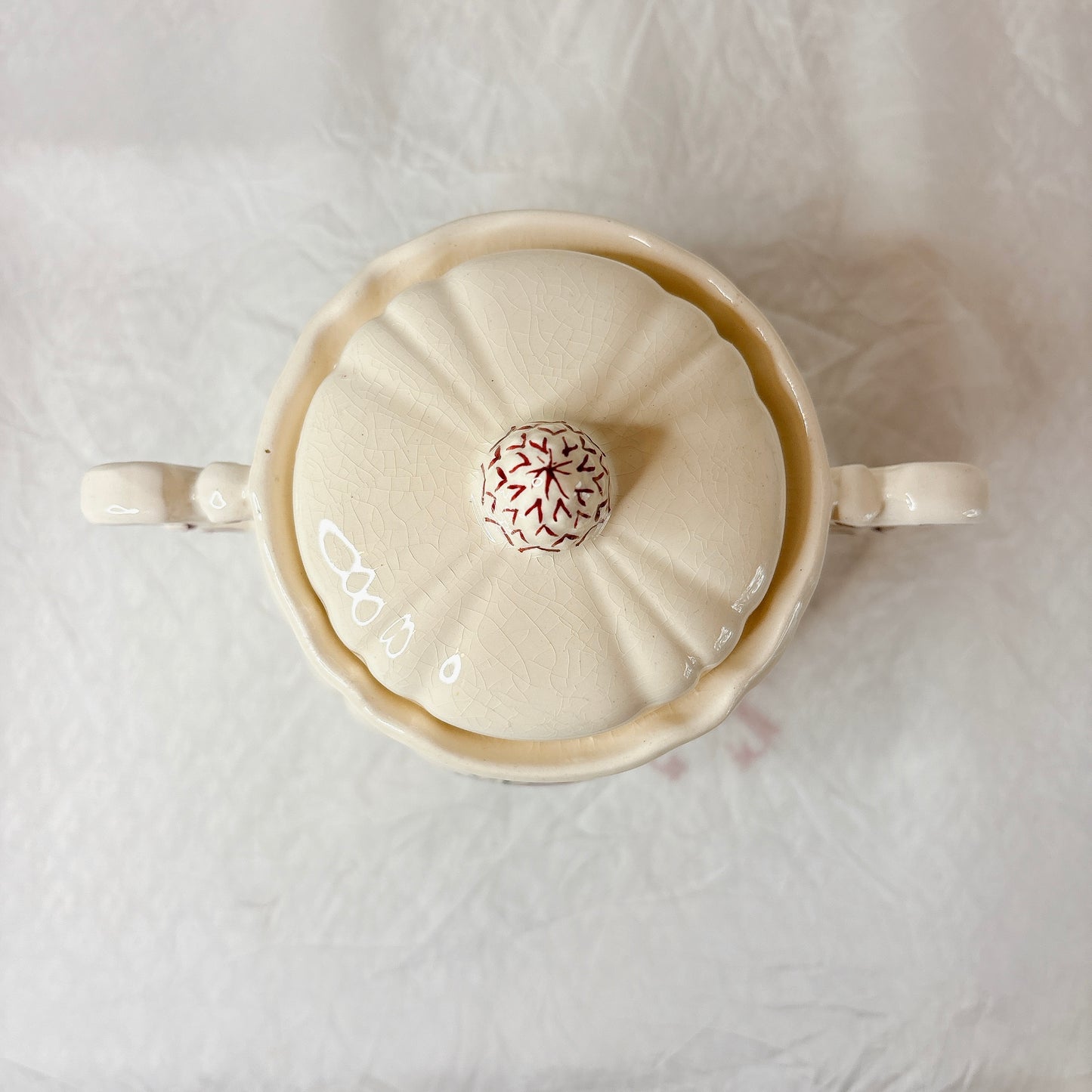 ディゴワンサルグミンヌ Digoin＆sarreguemines アグレスト シュガーポット　シュクリエ　フランスアンティーク食器 フランス蚤の市・ブロカント