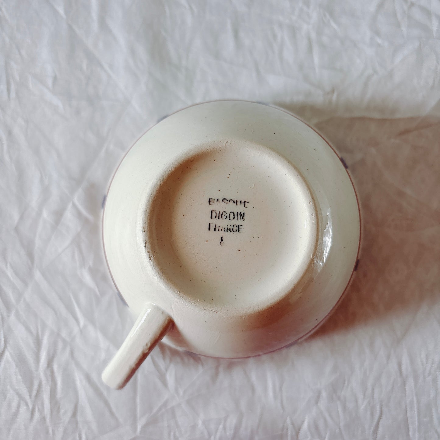 ディゴワンサルグミンヌ バスク柄 コーヒーカップ 200ml『ルージュ・マリン』 フランスアンティーク食器 蚤の市　ブロカント　バスク柄食器