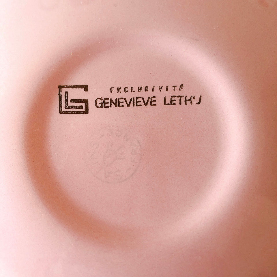 サラン SALINS 花リムカップアンドソーサー　ピンクドット柄　フランスアンティーク食器 フランス蚤の市・ブロカント