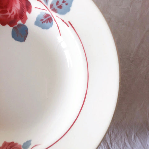 フランスアンティーク　バドンヴィレー　バラ柄スーププレート　深皿　フランスアンティーク食器 ブロカントアンティーク 蚤の市