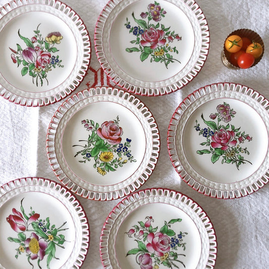 リュネヴィル " Réverbère"シリーズ パニエ模様のデザートプレート フランスアンティーク 蚤の市 ブロカント