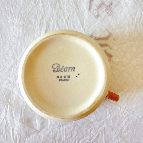 クレイユモントロー HBCM Béarn バスク柄カップ＆ソーサー「イエローｘブルー」 フランスアンティーク食器 ブロカント バスク柄アンティーク