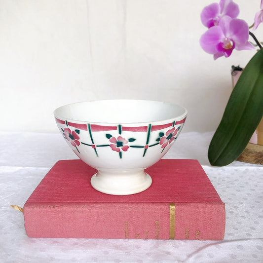 フランス アンティークカフェオレボウル ピンク花柄 アンティーク食器 ヴィンテージ食器 ブロカント 蚤の市