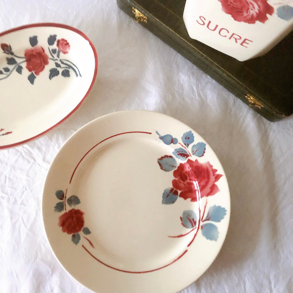 フランスアンティーク　バドンヴィレー　バラ柄ディナープレート　平皿　フランスアンティーク食器 ブロカントアンティーク 蚤の市