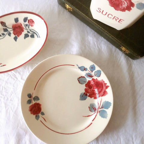 フランスアンティーク　バドンヴィレー　バラ柄ディナープレート　平皿　フランスアンティーク食器 ブロカントアンティーク 蚤の市