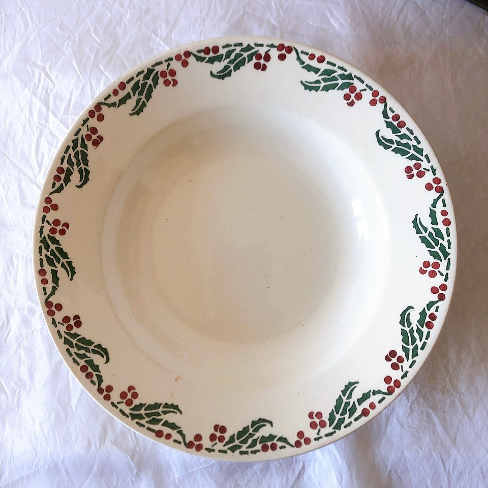 ご予約フランスアンティーク クレイユモントロー HOUX　柊　スーププレート・深皿 フランスアンティーク食器　ブロカント　蚤の市