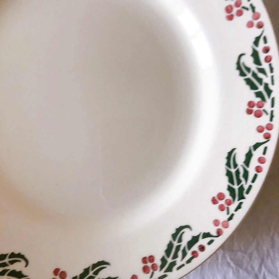 ご予約　フランスアンティーク クレイユモントロー HOUX　柊　ディナープレート　平皿 3枚セット　フランスアンティーク食器　ブロカント　蚤の市