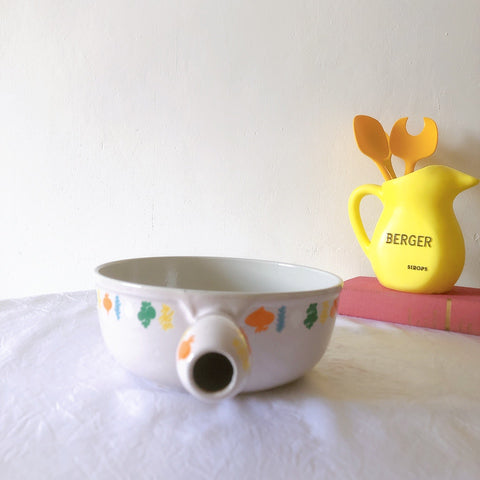 フランス　ルクルーゼ ヴィンテージ ホーロー鍋　フォンデュ鍋大型　フランスアンティーク　ブロカント　蚤の市　