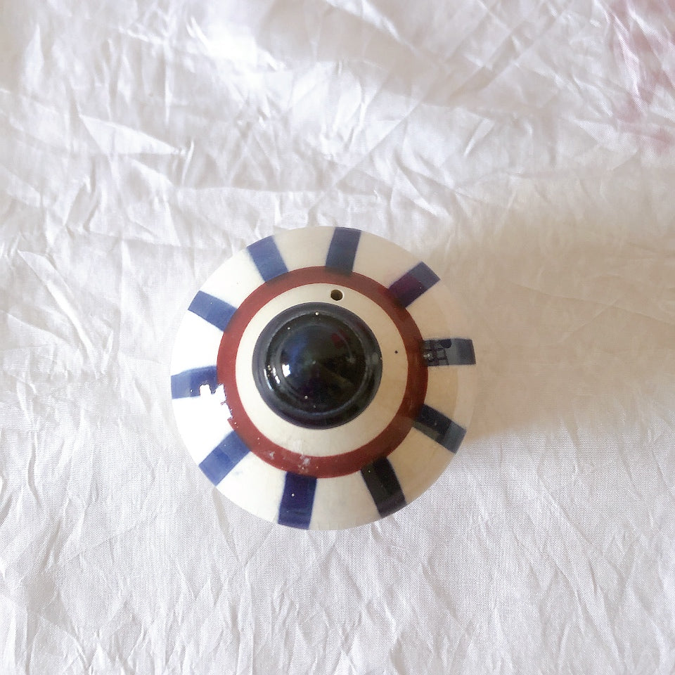 クレイユモントロー HBCM Béarn バスク柄 コーヒー／ティポット「レッド・ブルー」フランスアンティーク食器 ブロカント 蚤の市　アンティーク食器 バスク柄アンティーク