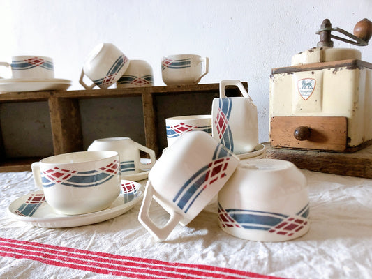 バドンヴィレー Badonviller St Hélier カップアンドソーサー 5客セット A ブロカントフランスアンティーク食器 ヴィンテージ食器 ブロカント 蚤の市