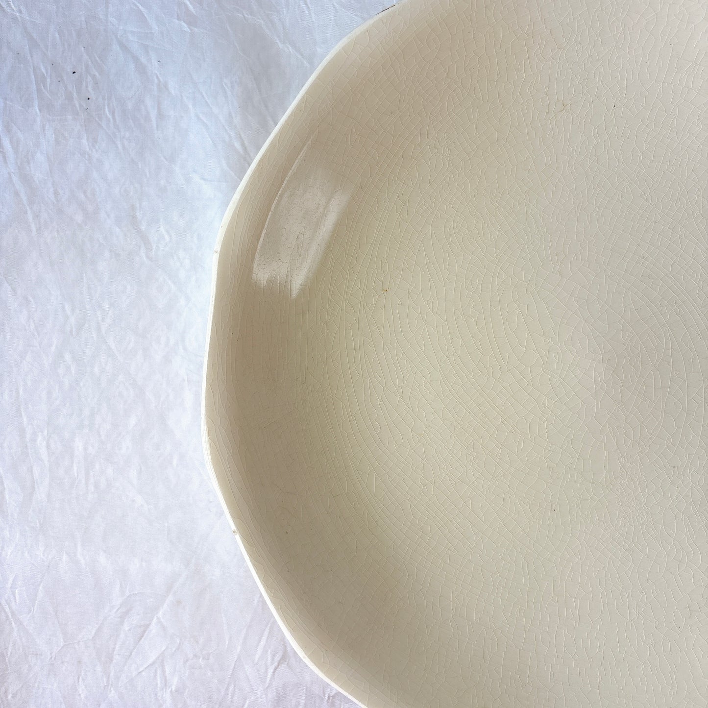 サンタマン １２角形コンポート皿 コンポティエ アイボリー フランスアンティーク食器 ブロカント 蚤の市