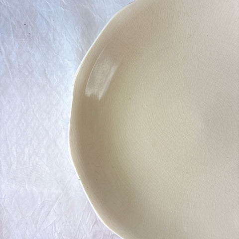 サンタマン １２角形コンポート皿 コンポティエ アイボリー フランスアンティーク食器 ブロカント 蚤の市