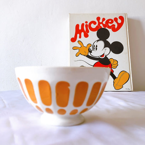 ディゴワン＆サルグミンヌ カフェオレボウル オレンジｘホワイト a フランスアンティーク食器　ブロカントアンティーク　蚤の市