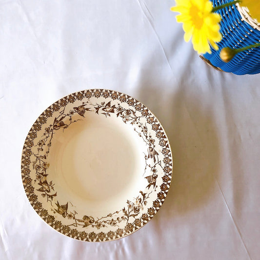 ショワジールロワ リオネーズモデル スーププレート B 鳥柄 フランスアンティーク食器 ブロカントアンティーク 蚤の市