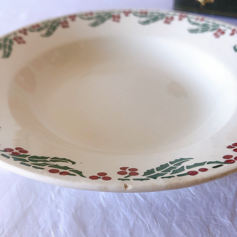 ご予約フランスアンティーク クレイユモントロー HOUX　柊　スーププレート・深皿 フランスアンティーク食器　ブロカント　蚤の市