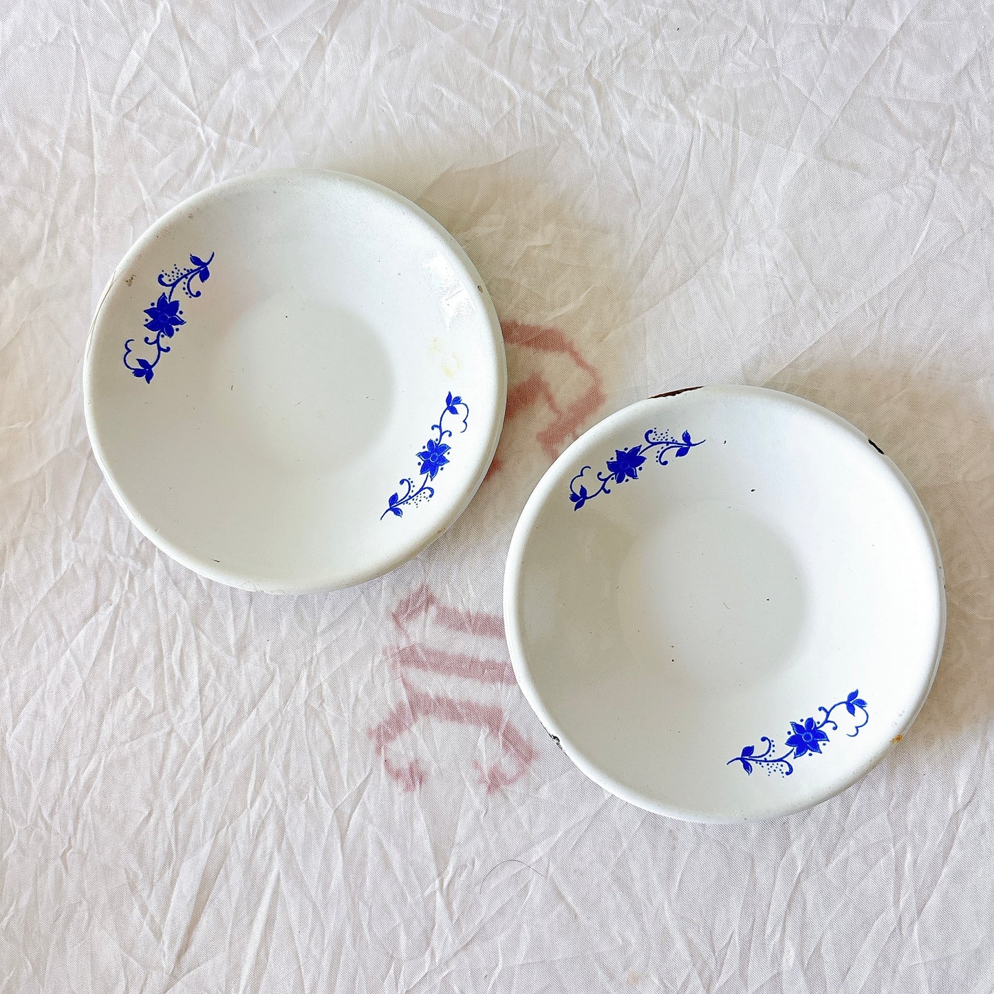 フランスアンティーク ホーロー製ミニチュア食器セット（ディネット） 青花柄 小鍋・カップ＆ソーサー・パッソワール