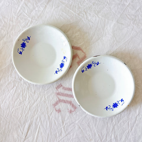 フランスアンティーク ホーロー製ミニチュア食器セット（ディネット） 青花柄 小鍋・カップ＆ソーサー・パッソワール