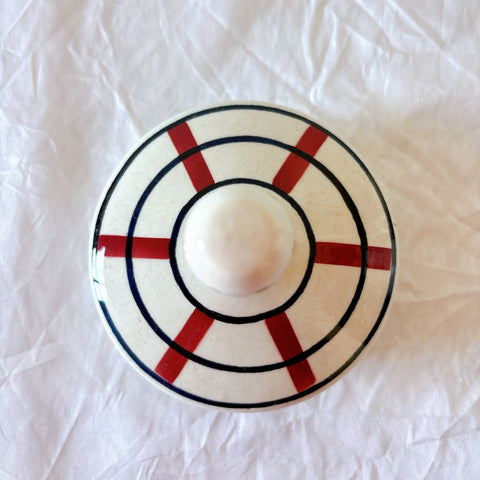 フランスアンティーク サンタマン　バスク柄 カフェオレポット / コーヒーポット
 「ルージュxマリン」フランスアンティーク食器　ブロカント　蚤の市