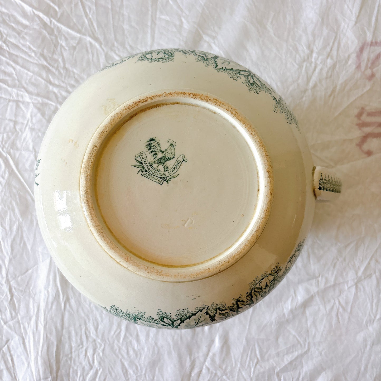 フランスアンティーク サンタマン JARDINIERE ジャルディニエール ピシェ 水差し グリーン
