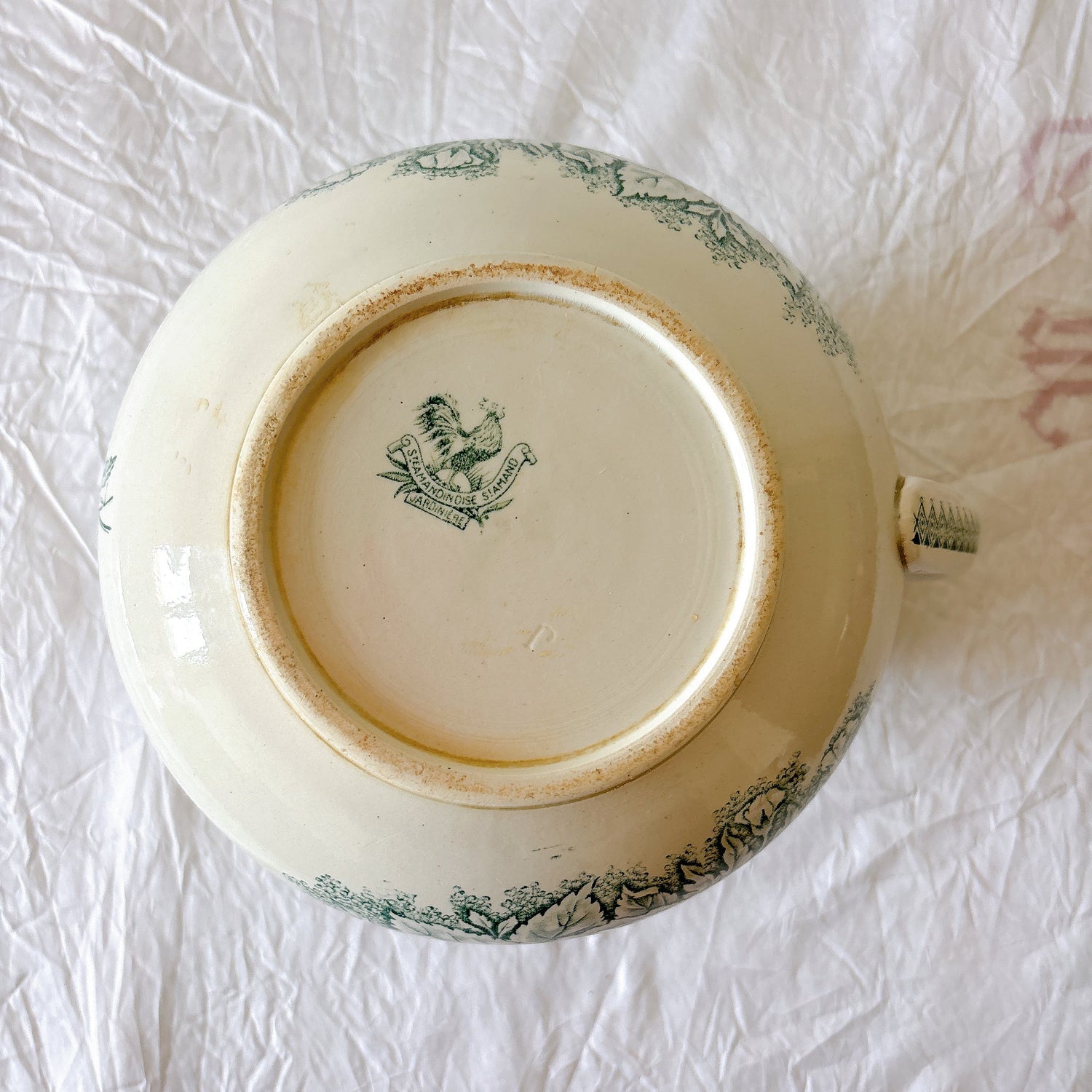 フランスアンティーク サンタマン JARDINIERE ジャルディニエール ピシェ 水差し グリーン
