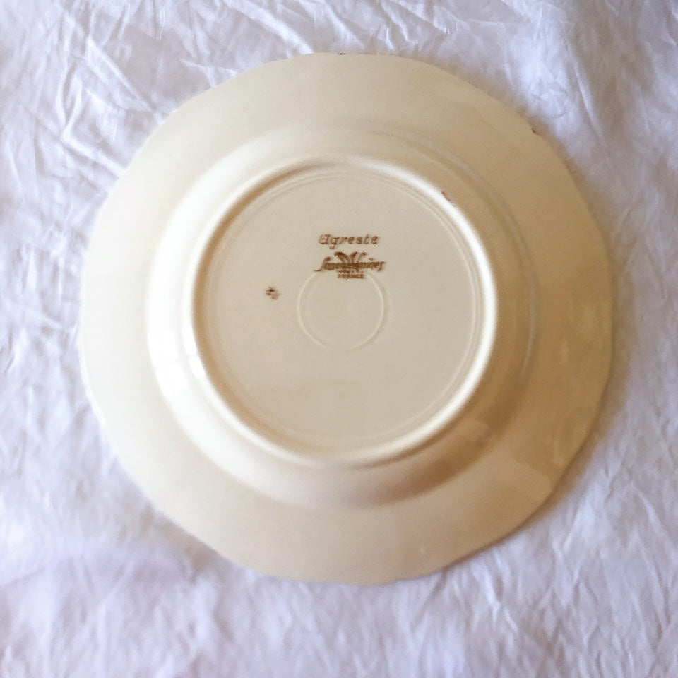 フランス サルグミンヌ sarreguemines アグレスト デザートプレート 20.7㎝  フランスアンティーク食器 フランス蚤の市・ブロカント