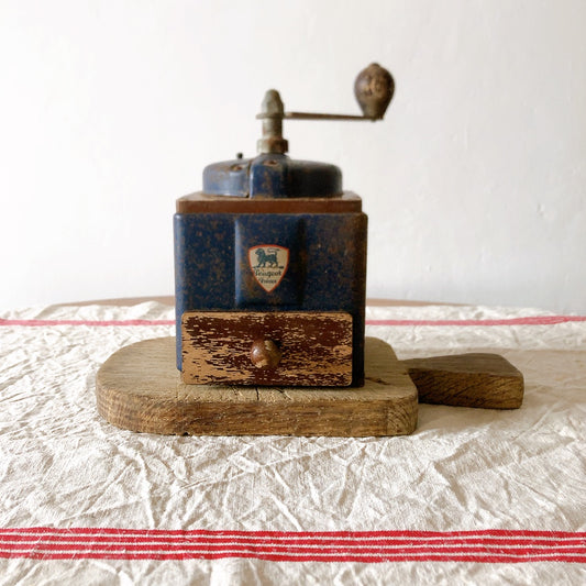 フランス プジョー社 アンティークコーヒーミル、コーヒーグラインダー ブルー フランスアンティークキッチン雑貨 ブロカント 蚤の市