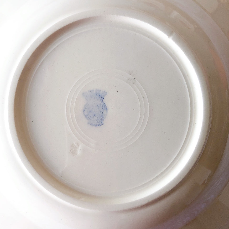 フランスアンティーク　バドンヴィレー　バラ柄スーププレート　深皿　フランスアンティーク食器 ブロカントアンティーク 蚤の市