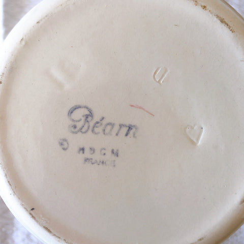 クレイユエモントロー HBCM べアン バスク柄 ピシェ 820ML「ルージュ・マリン」フランスアンティーク食器 ブロカント