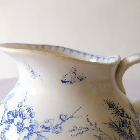 フランスアンティーク リュネヴィル　鳥柄 ピシェ ピッチャー　水差し アンティーク食器 ブロカント 蚤の市