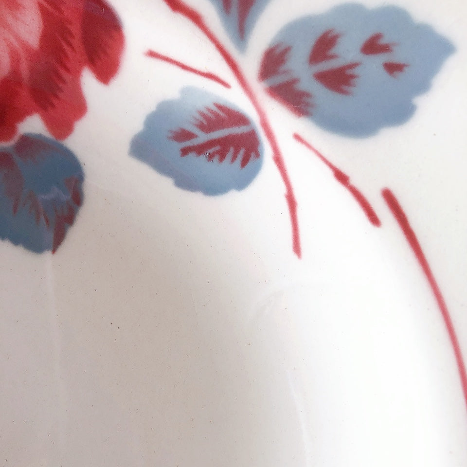 フランスアンティーク　バドンヴィレー　バラ柄スーププレート　深皿　フランスアンティーク食器 ブロカントアンティーク 蚤の市