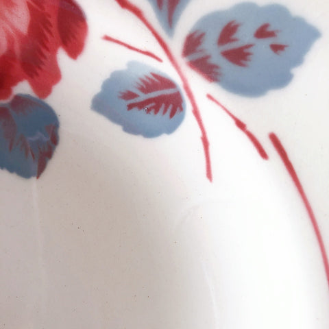 フランスアンティーク　バドンヴィレー　バラ柄スーププレート　深皿　フランスアンティーク食器 ブロカントアンティーク 蚤の市