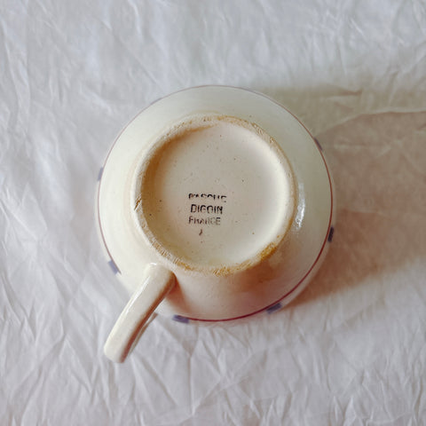ディゴワンサルグミンヌ バスク柄 コーヒーカップ 200ml『ルージュ・マリン』 フランスアンティーク食器 蚤の市　ブロカント　バスク柄食器