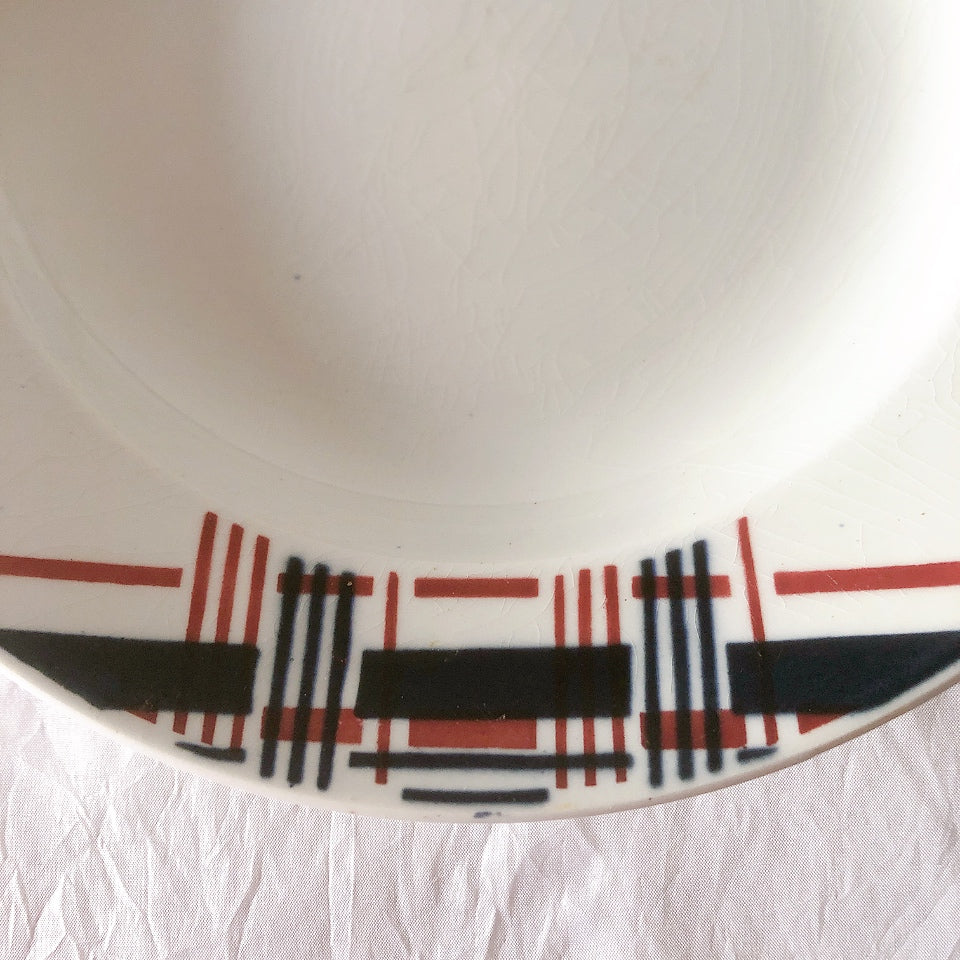 サンタマン　Saint amand バスク柄スーププレート、クルーズプレート フランスアンティーク食器 ブロカント 蚤の市