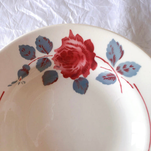 フランスアンティーク　バドンヴィレー　バラ柄スーププレート　深皿　フランスアンティーク食器 ブロカントアンティーク 蚤の市