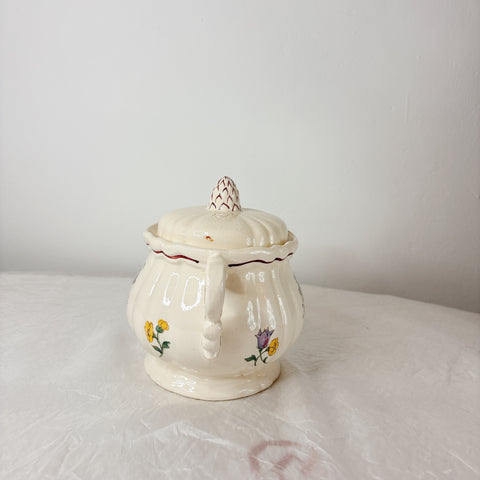 ディゴワンサルグミンヌ Digoin＆sarreguemines アグレスト シュガーポット　シュクリエ　フランスアンティーク食器 フランス蚤の市・ブロカント