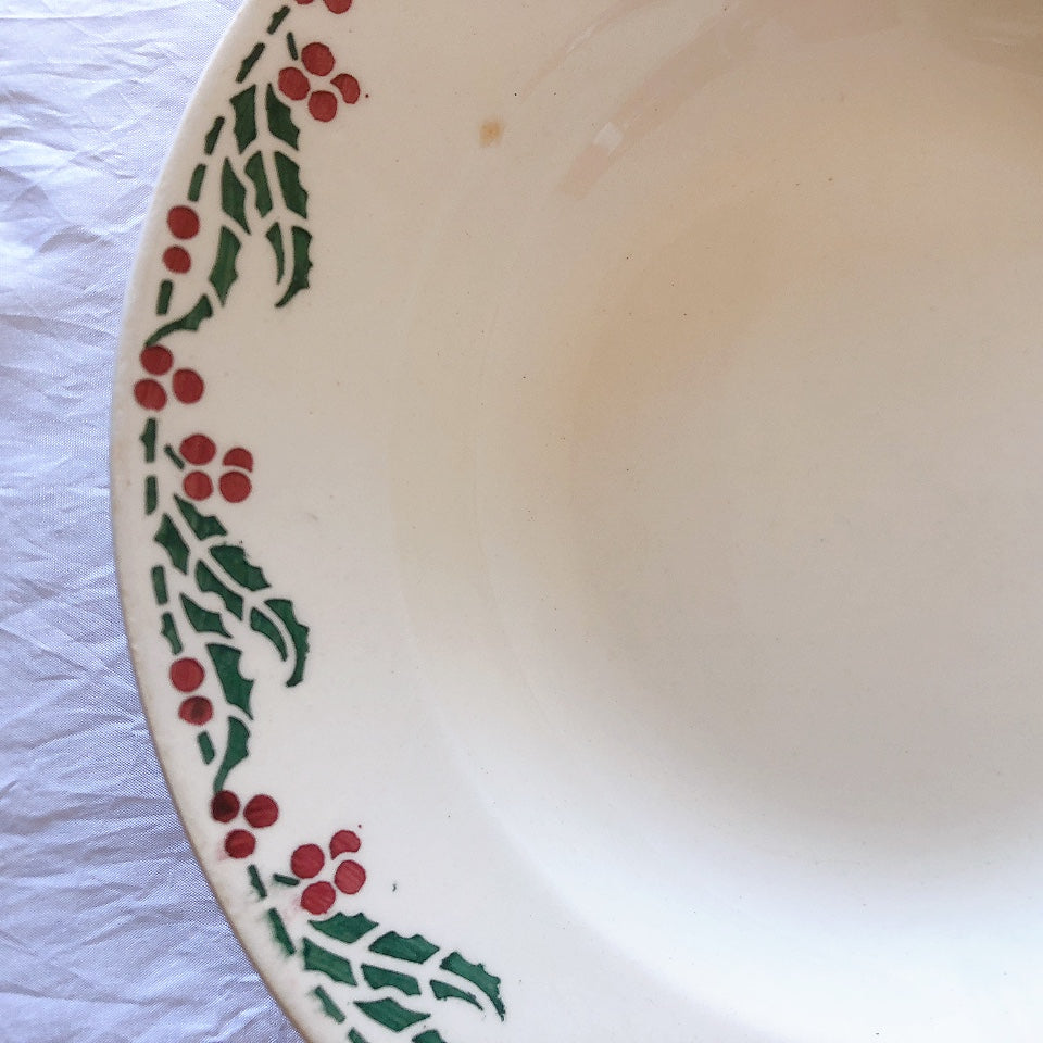 ご予約フランスアンティーク クレイユモントロー HOUX　柊　スーププレート・深皿 フランスアンティーク食器　ブロカント　蚤の市