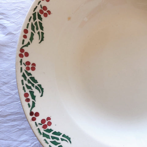 ご予約フランスアンティーク クレイユモントロー HOUX　柊　スーププレート・深皿 フランスアンティーク食器　ブロカント　蚤の市