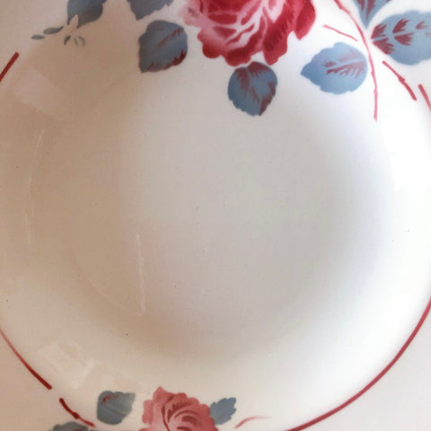 フランスアンティーク　バドンヴィレー　バラ柄スーププレート　深皿　フランスアンティーク食器 ブロカントアンティーク 蚤の市