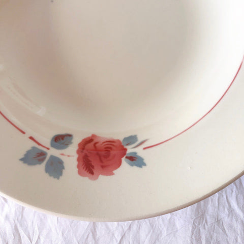 フランスアンティーク　バドンヴィレー　バラ柄スーププレート　深皿　フランスアンティーク食器 ブロカントアンティーク 蚤の市