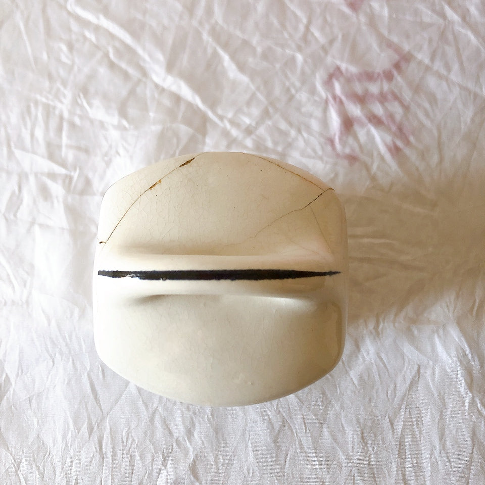 フランスアンティーク サンタマン バスク柄陶器キャニスター 「イエロー・ブルー」 フランスアンティーク食器　ブロカント　蚤の市