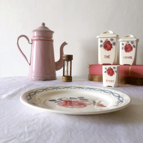 フランス ディゴワンサルグミンヌ   JANINE 花柄 デザートプレート  フランスアンティーク食器 フランス蚤の市・ブロカント